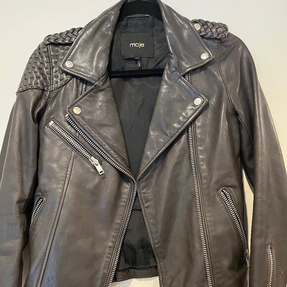 Maje Madone Leather Jacket - Picture 2 of 9